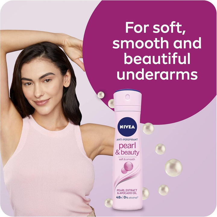 Nivea Antiperspirant Roll-on for Women, Pearl & Beauty Pearl Extracts, 2x150ml