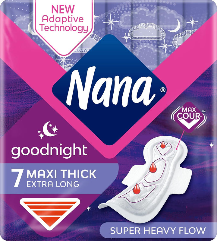 Nana Maxi Goodnight Wings Pads, 7 Count