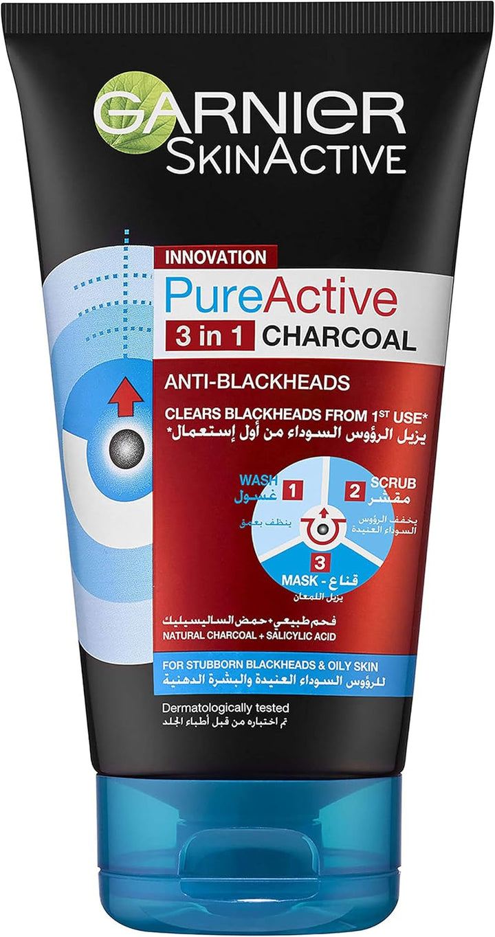 Garnier Pure Active Charcoal Cleansing Gel ANTI-BLACKHEAD 150ml