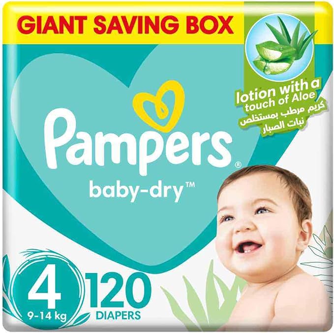 Baby Dry Taped Diapers with Aloe Vera Lotion, up to 100% Leakage Protection, Size 4, 9-14kg,