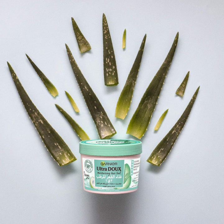 Garnier 3in1 Ultra Doux Moisturising Hair Food Hair Mask Vegan Treatment, With Aloe Vera, For Normal Hair, Hamam Zeit, Leave