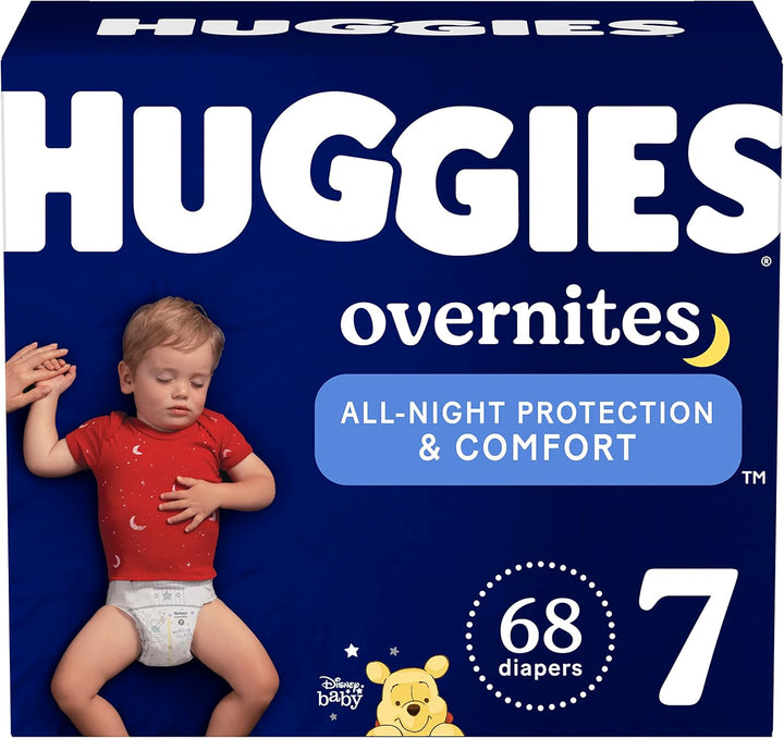 Huggies Overnight Diapers Size 7 (41+ lbs), 68 Ct, Overnites Nighttime Baby Diapers