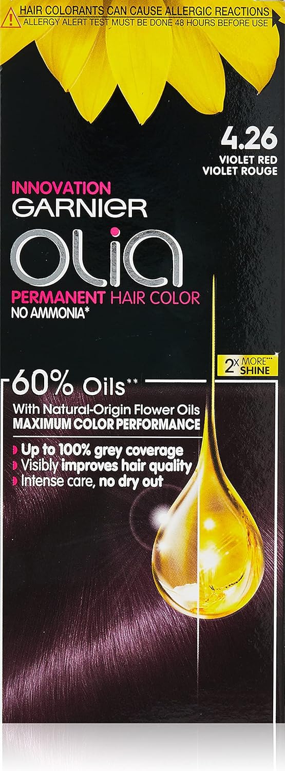Garnier Olia 4.26 Violet Red, No Ammonia Permanent Hair Color With 60% Oils