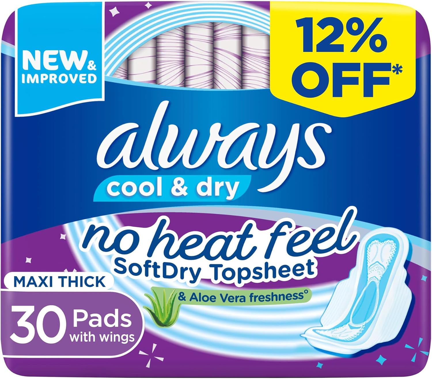 Always Clean & Dry Maxi Thick Large Sanitary Pads 30pcs