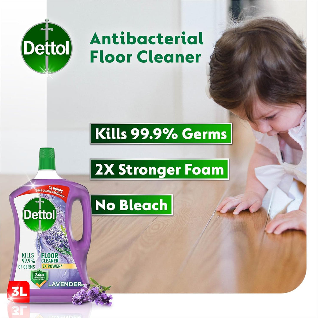 Dettol Antibacterial Power Floor Cleaner Lavender Scent, 3L x 2