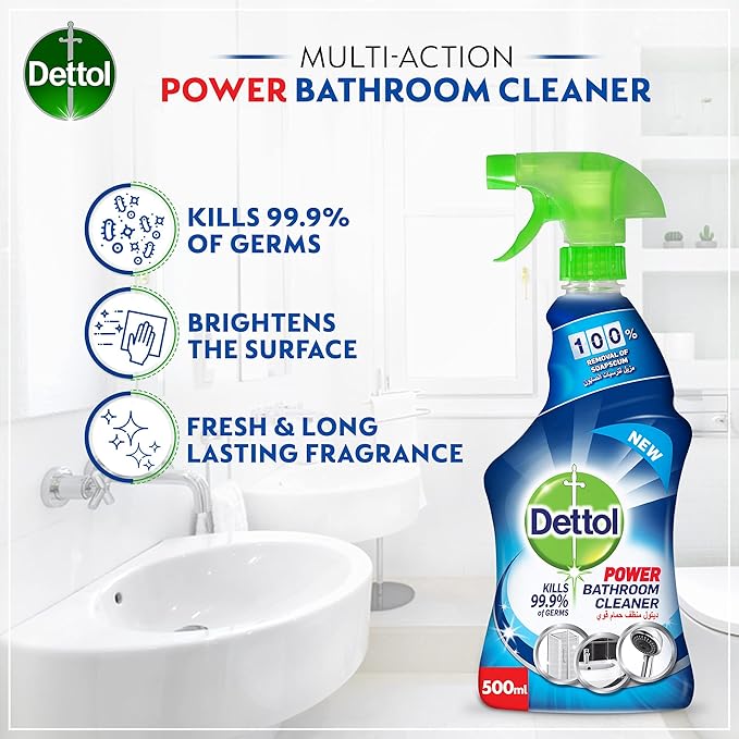 Dettol all purpose cleaner (lemon) with bathroom cleaner (original) trigger spray, 500 ml (pack of 2)