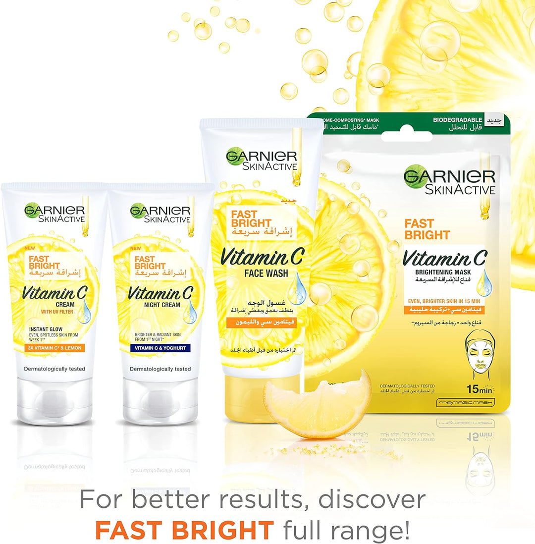 Garnier Day Cream, Fast Fairnerss, With UVA and UVB Filters, Enriched with 3X Vitamin C And Lemon, Skinactive Fast Fairness, 50ml