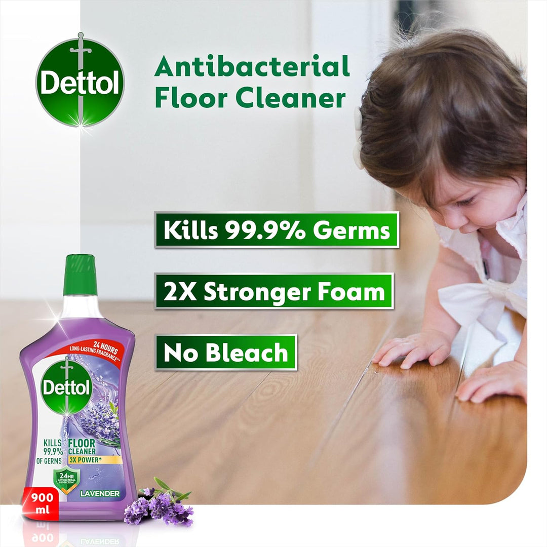 Dettol Antibacterial Power Floor Cleaner, Lavender, 900ml