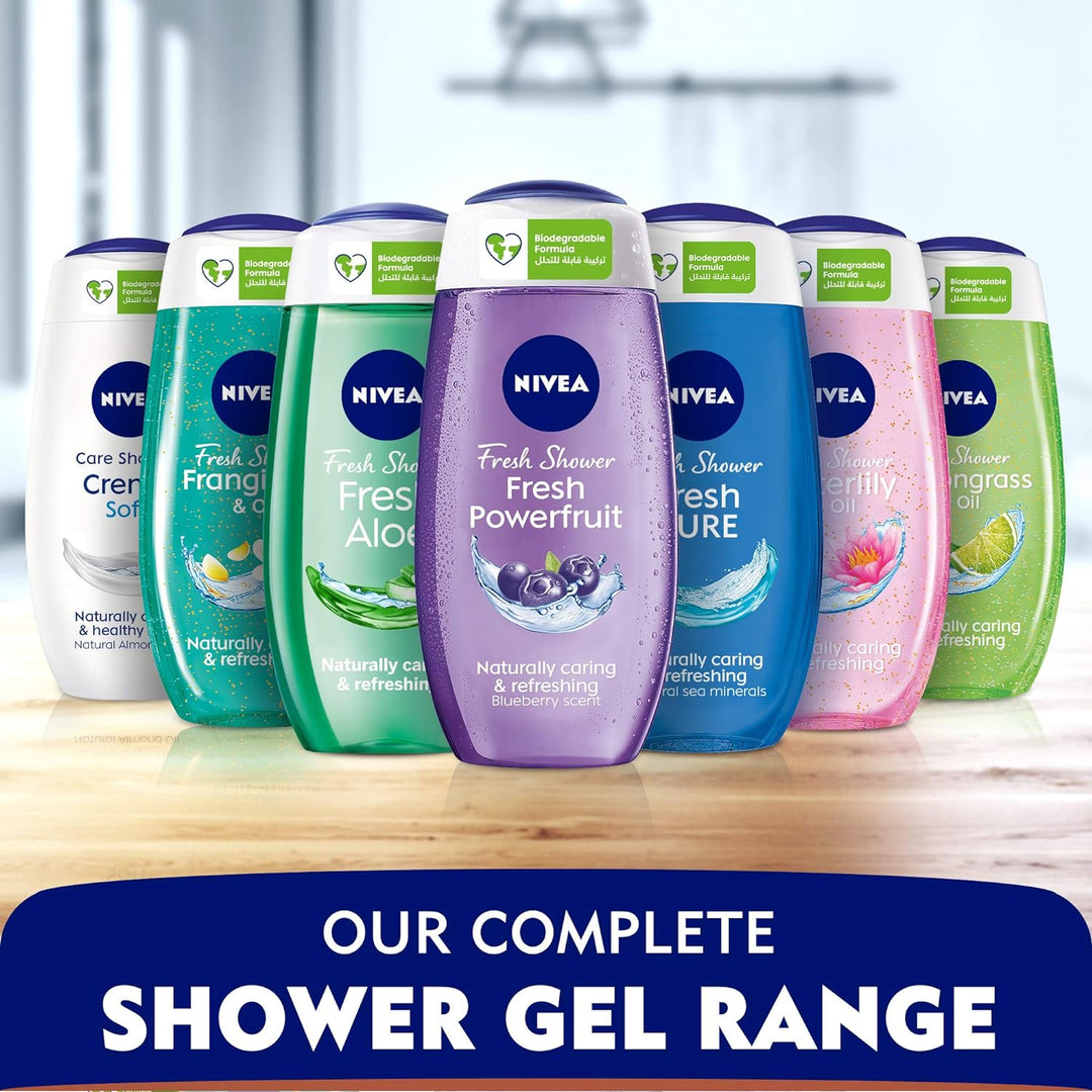Nivea Shower Gel Body Wash, Fresh Pure Sea Minerals Aquatic Scent, 250ml