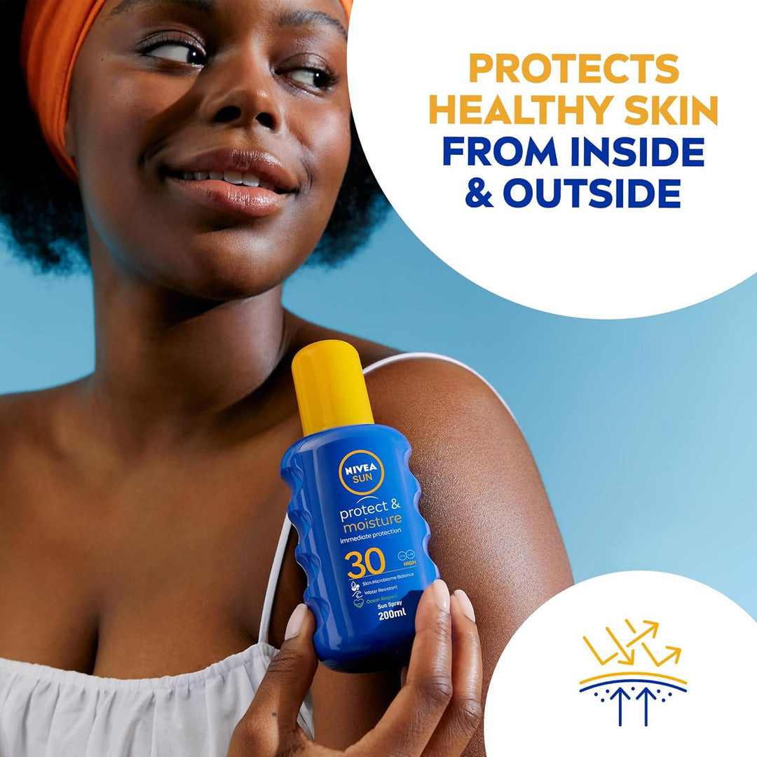 Nivea Sun Spray, UVA & UVB Protection, Protect & Moisture, SPF 30, 200ml