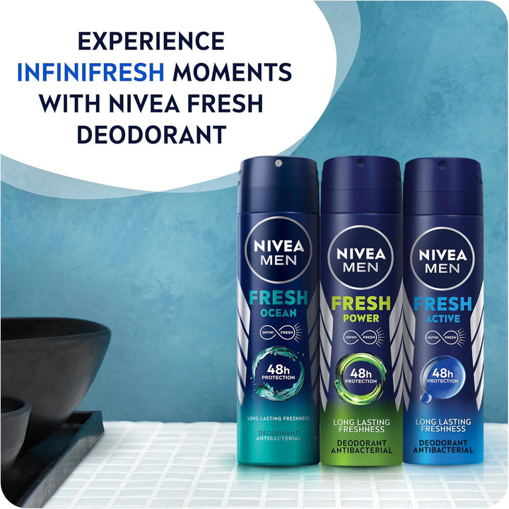 Nivea MEN Antiperspirant Spray for Men, Fresh Active Fresh Scent, 200ml