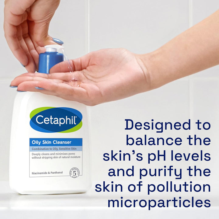 CetaPhil Oily Skin Cleanser 473ml, Foaming, Soap Free Gel Formula For Oily Combination Skin, Removes Excess Oil And Dirt With Niacinamide, Vegan