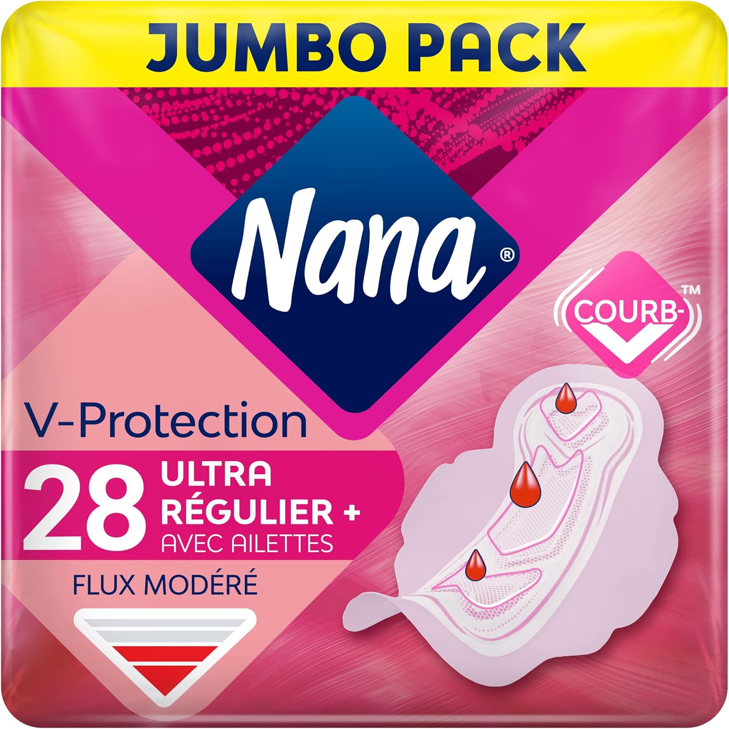 Nana Ultra Regular Plus Sanitary Pads with Wings - Moderate Flow - 28 Pads in Single Bag