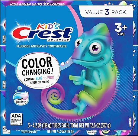 Crest Advanced Kid's Fluoride Toothpaste, Bubblegum Flavor, 4.2 oz, 3 Count