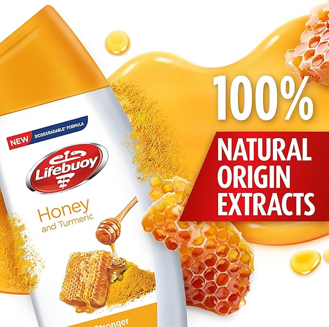 Lifebuoy Antibacterial Body Wash And Shower Gel, For Good Hygiene, Honey And Tumeric, 100% Stronger Germ Protection*, 500ml
