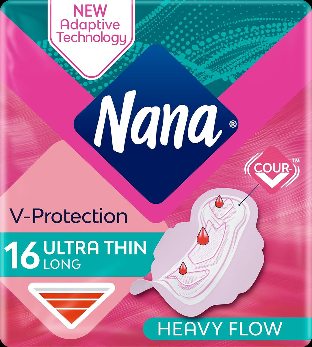 Nana Ultra Thin Long Sanitary Pads With Wings,16 Count