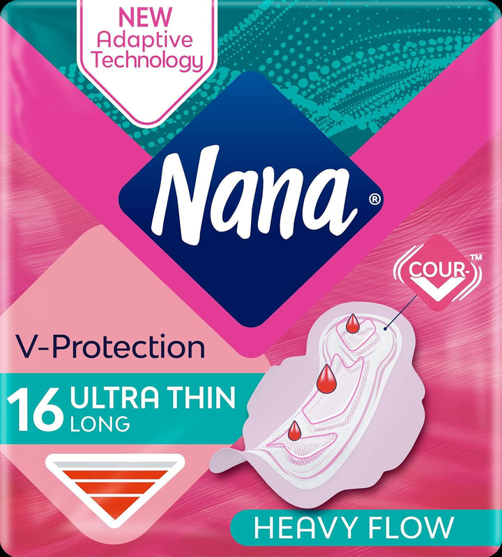 Nana Ultra Thin Long Sanitary Pads With Wings,16 Count