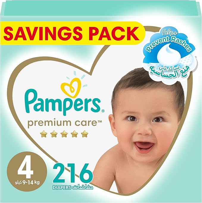 Pampers Premium Care Pants Diapers, Size 4, 9-14kg, Unique Softest Absorption for Ultimate Skin Protection, 88 Count