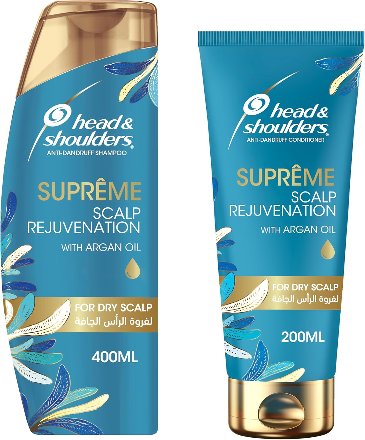 Head & Shoulders Supreme Anti-Dandruff Shampoo With Argan Oil For Dry Scalp Rejuvenation, 400ml + Conditioner 200ml