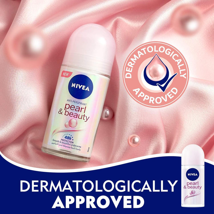 Nivea Antiperspirant Roll-on for Women, Pearl & Beauty Pearl Extracts, 50ml