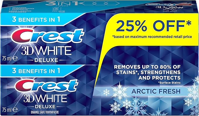 Crest 3D White Arctic Fresh Whitening Toothpaste, 2 x 75ml