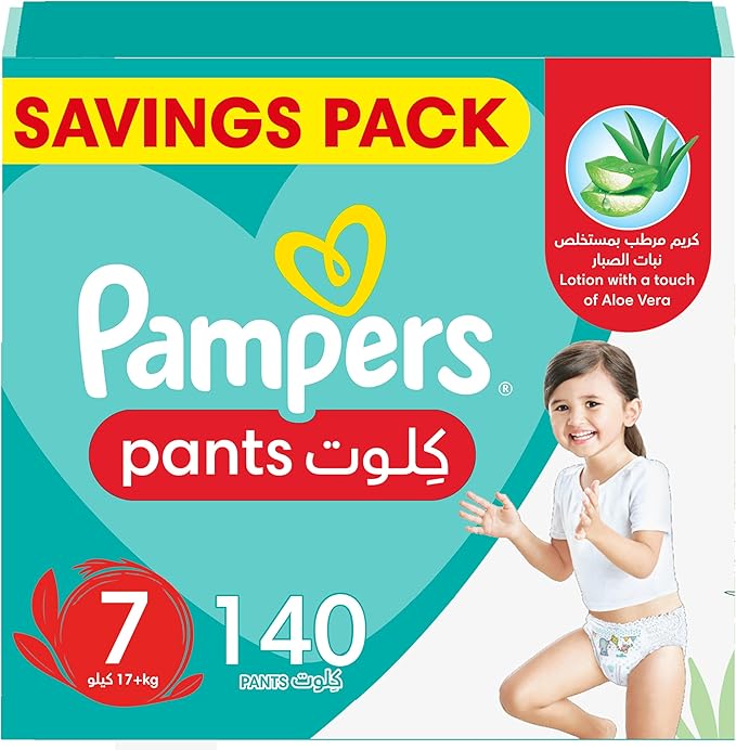 Pampers Baby Dry Pants Diapers with Aloe Vera Lotion, 360 Fit & up to 100% Leakproof, Size 7, 17+kg,