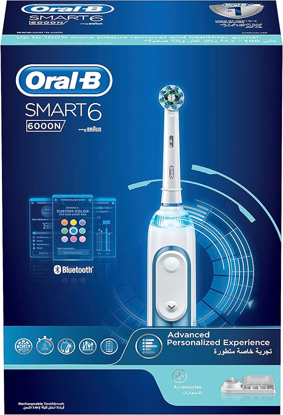 Oral-B Smart 6 6000N Electric Toothbrush, Smart Coaching, White Color