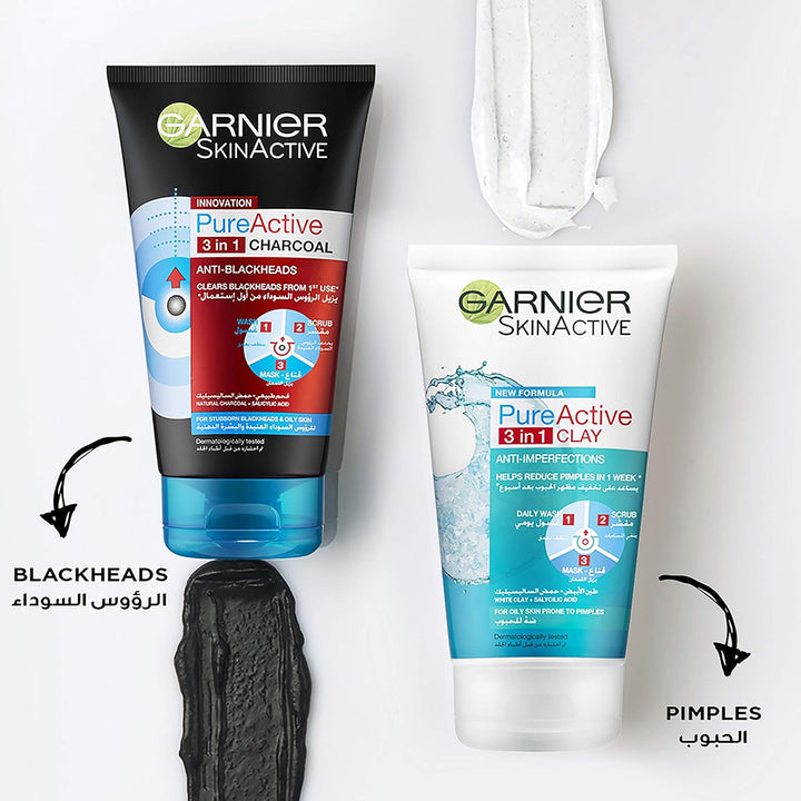 Garnier Pure Active Charcoal Cleansing Gel ANTI-BLACKHEAD 150ml