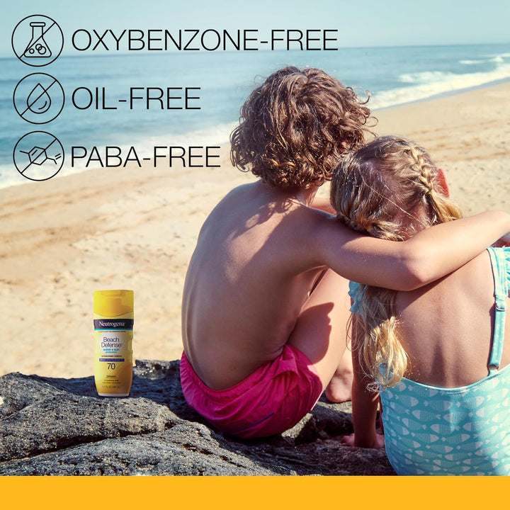 Neutrogena Beach Defense Water Resistant Sunscreen Lotion with Broad Spectrum SPF 70, Oil-Free and PABA-Free Fast-Absorbing
