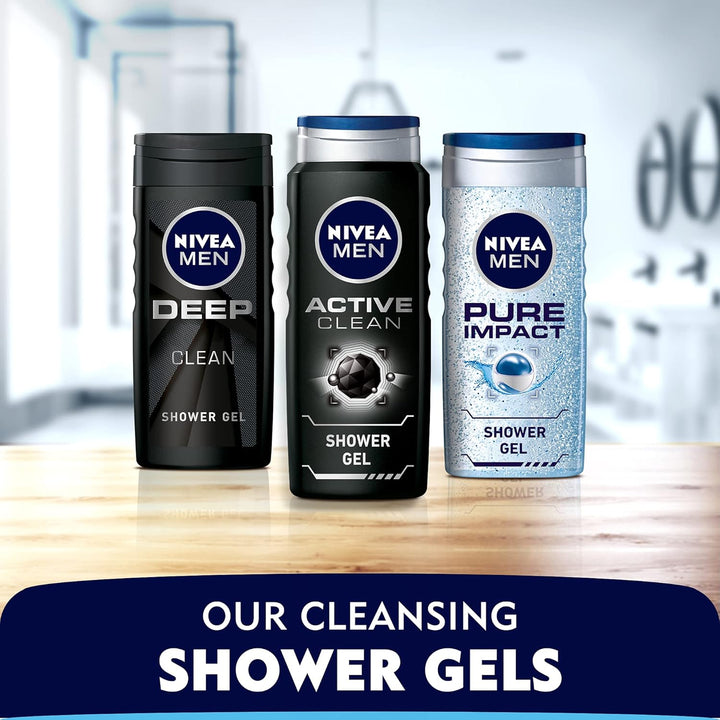 Nivea MEN 3in1 Shower Gel, Pure Impact Fresh Scent, 500ml