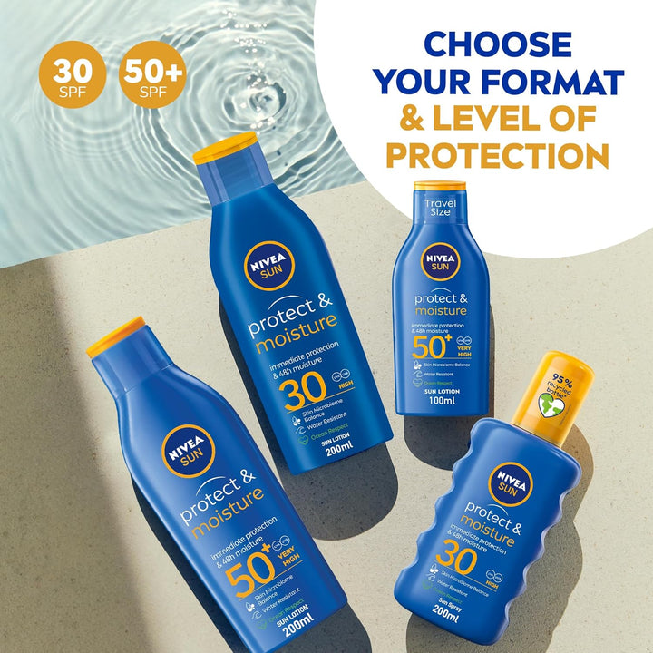 Nivea Sun Spray, UVA & UVB Protection, Protect & Moisture, SPF 30, 200ml