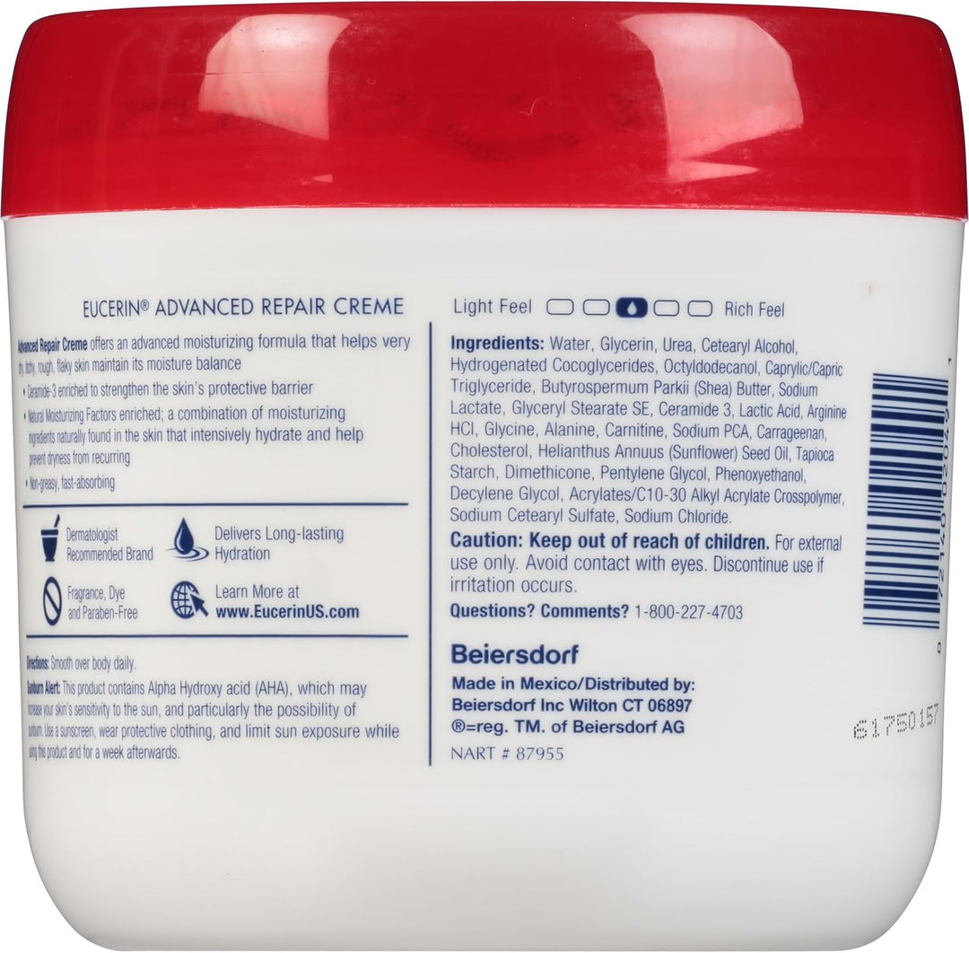 Eucerin Advanced Repair Lotion, Fragrance Free, 16.9 Fl Oz