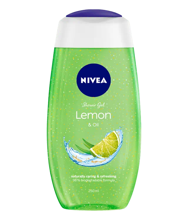 Nivea Shower Gel Body Wash, Lemongrass & Oil Caring Oil Pearls Lemongrass Scent, 250ml
