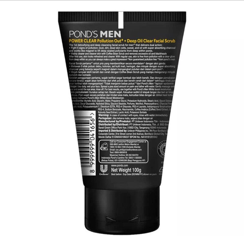Pond's Men Power Clear Facial Scrub Pollutant Out + Deep Oil Clear