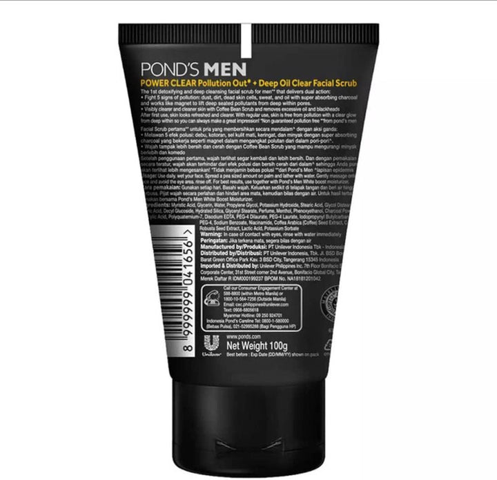 Pond's Men Power Clear Facial Scrub Pollutant Out + Deep Oil Clear