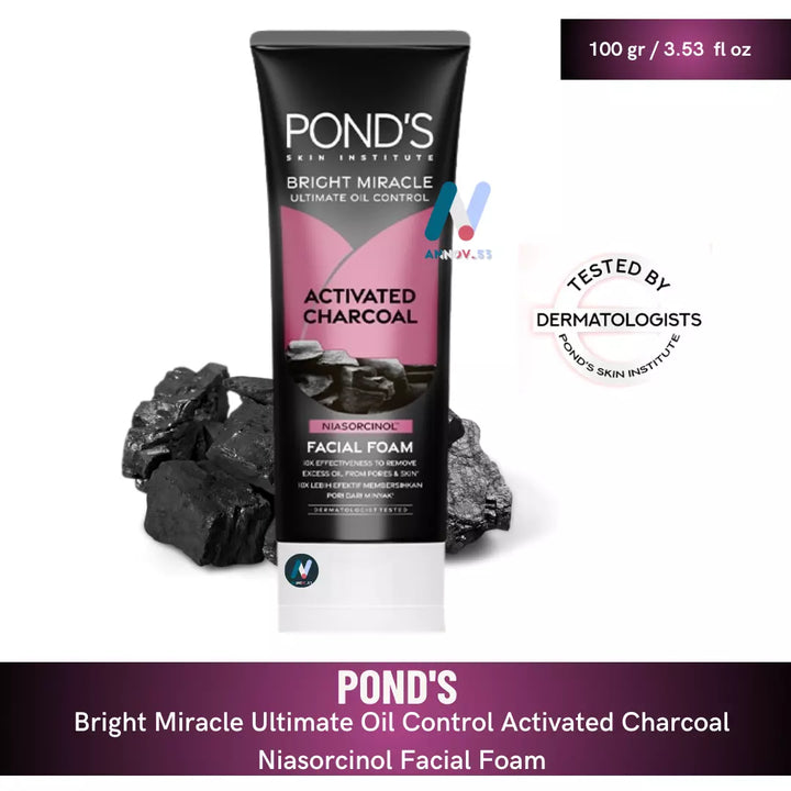 Pond's Skin Institute Bright Miracle Ultimate Oil Control Activated Charcoal Niasorcinol Facial Foam