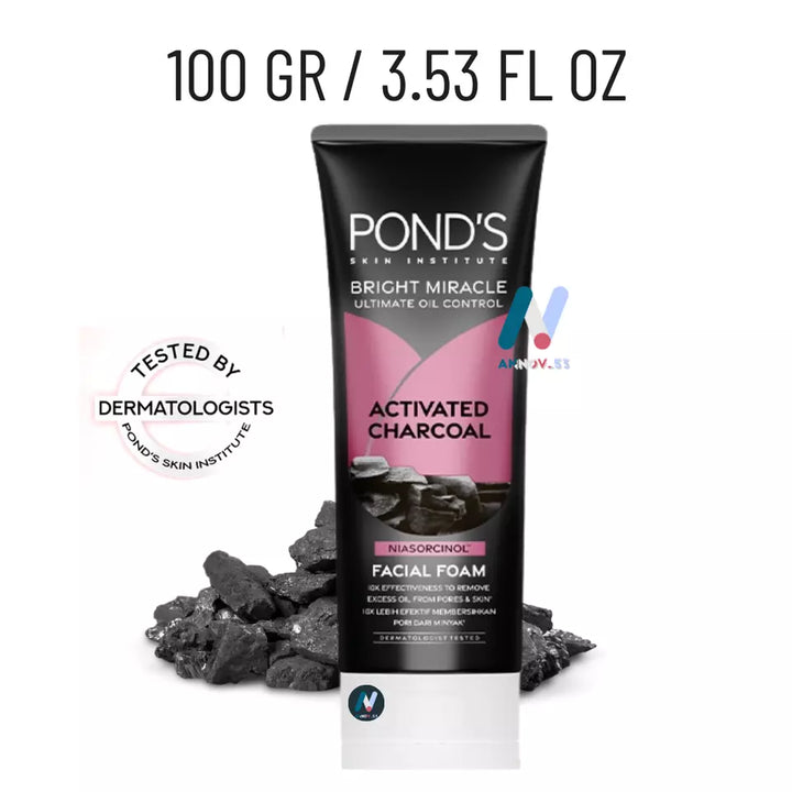 Pond's Skin Institute Bright Miracle Ultimate Oil Control Activated Charcoal Niasorcinol Facial Foam