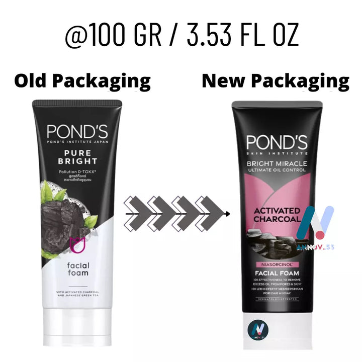 Pond's Skin Institute Bright Miracle Ultimate Oil Control Activated Charcoal Niasorcinol Facial Foam