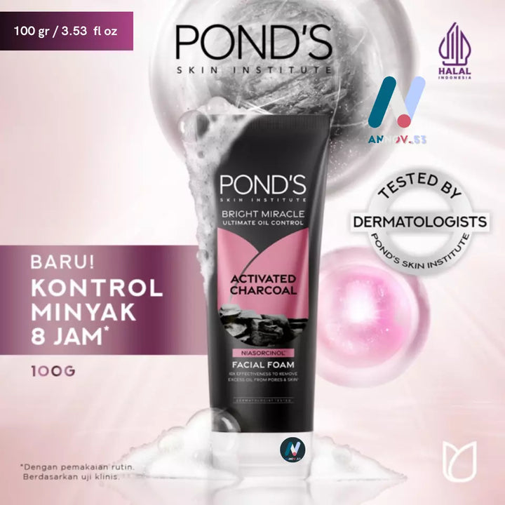 Pond's Skin Institute Bright Miracle Ultimate Oil Control Activated Charcoal Niasorcinol Facial Foam
