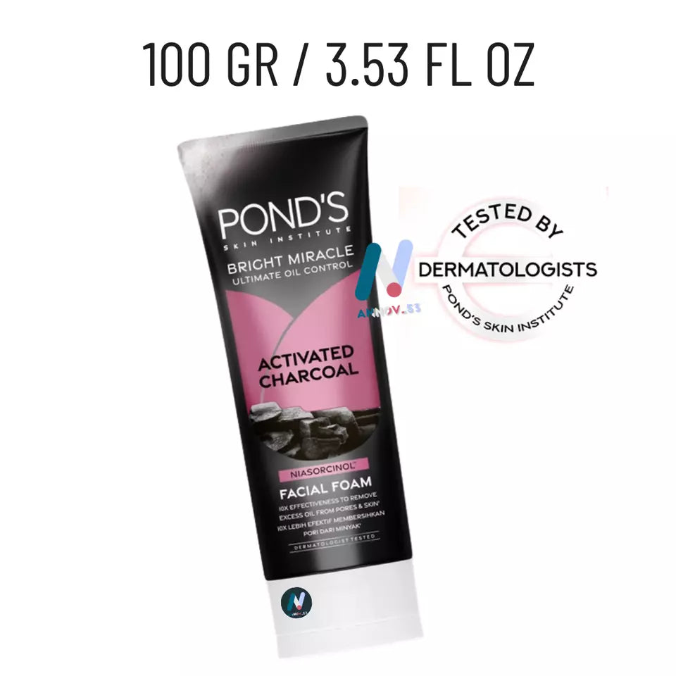 Pond's Skin Institute Bright Miracle Ultimate Oil Control Activated Charcoal Niasorcinol Facial Foam