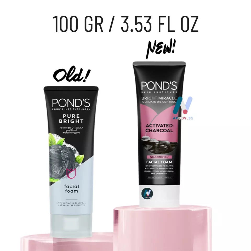 Pond's Skin Institute Bright Miracle Ultimate Oil Control Activated Charcoal Niasorcinol Facial Foam