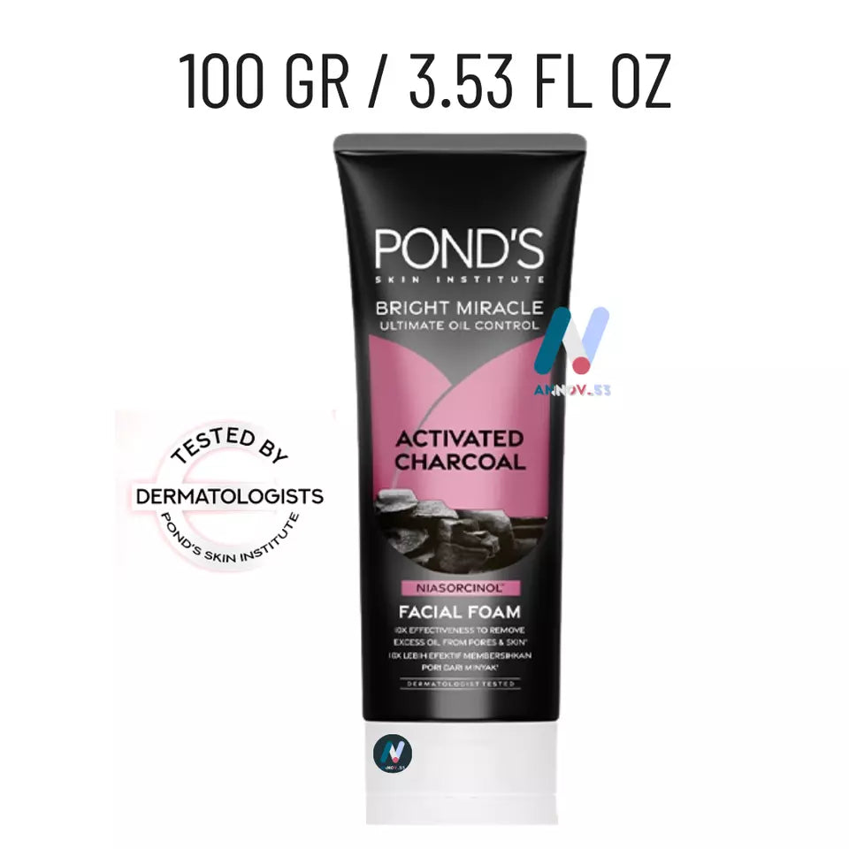 Pond's Skin Institute Bright Miracle Ultimate Oil Control Activated Charcoal Niasorcinol Facial Foam