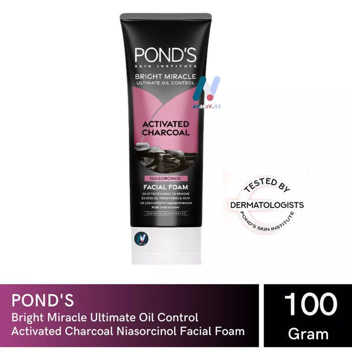 Pond's Skin Institute Bright Miracle Ultimate Oil Control Activated Charcoal Niasorcinol Facial Foam